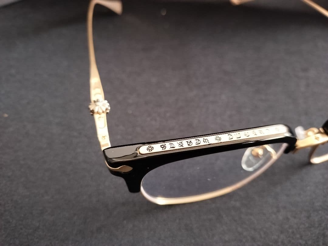 ハーフフレームゴールド　ブルーライトカット　クリアレンズ伊達メガネ