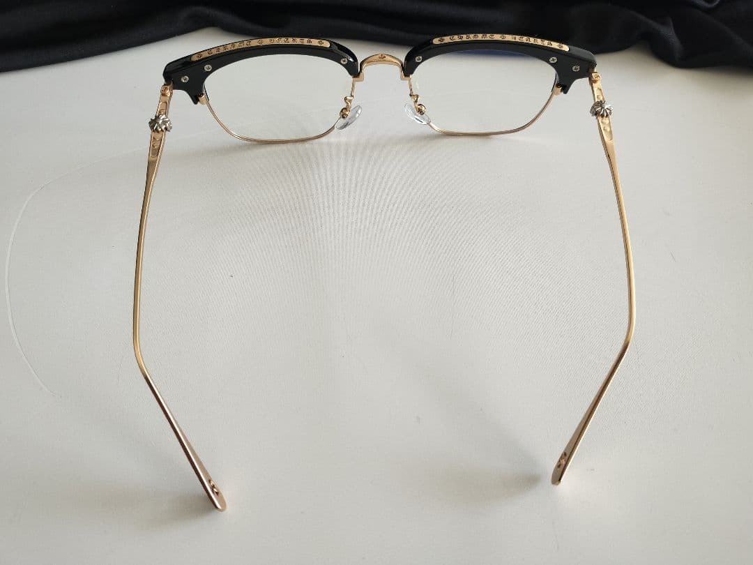 ハーフフレームゴールド　ブルーライトカット　クリアレンズ伊達メガネ