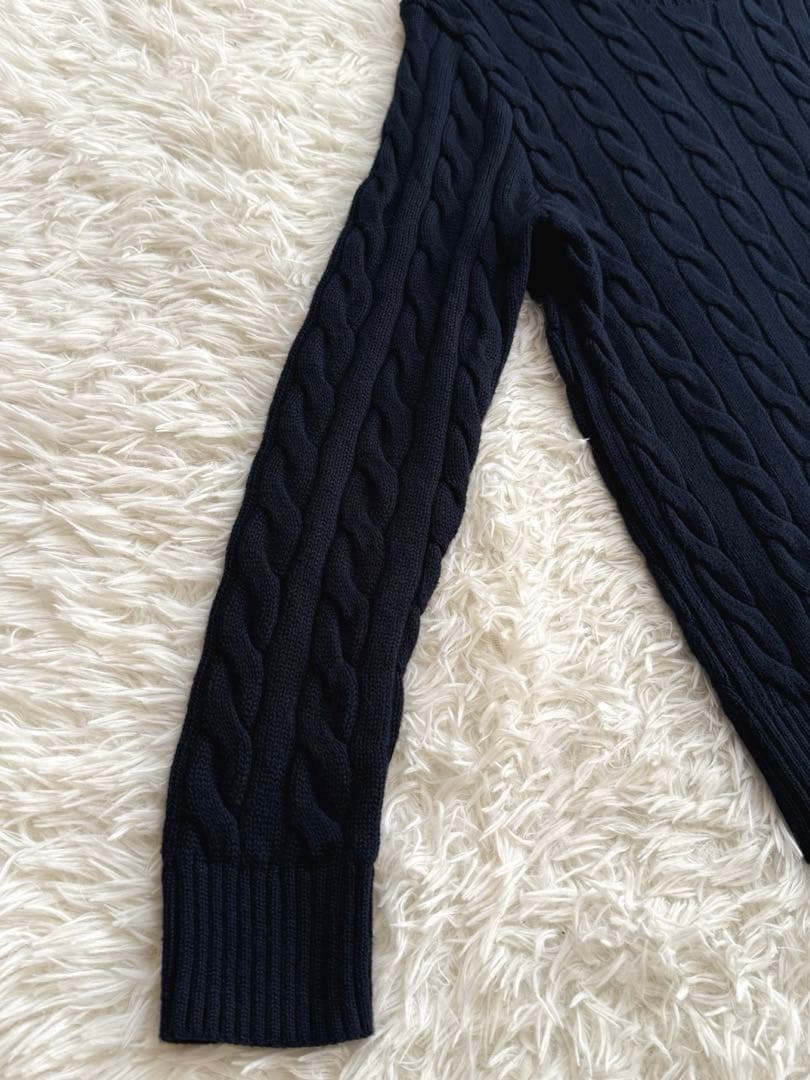 現行 ポロラルフローレン ケーブルニット メンズS ユニセックス 濃紺 ネイビー