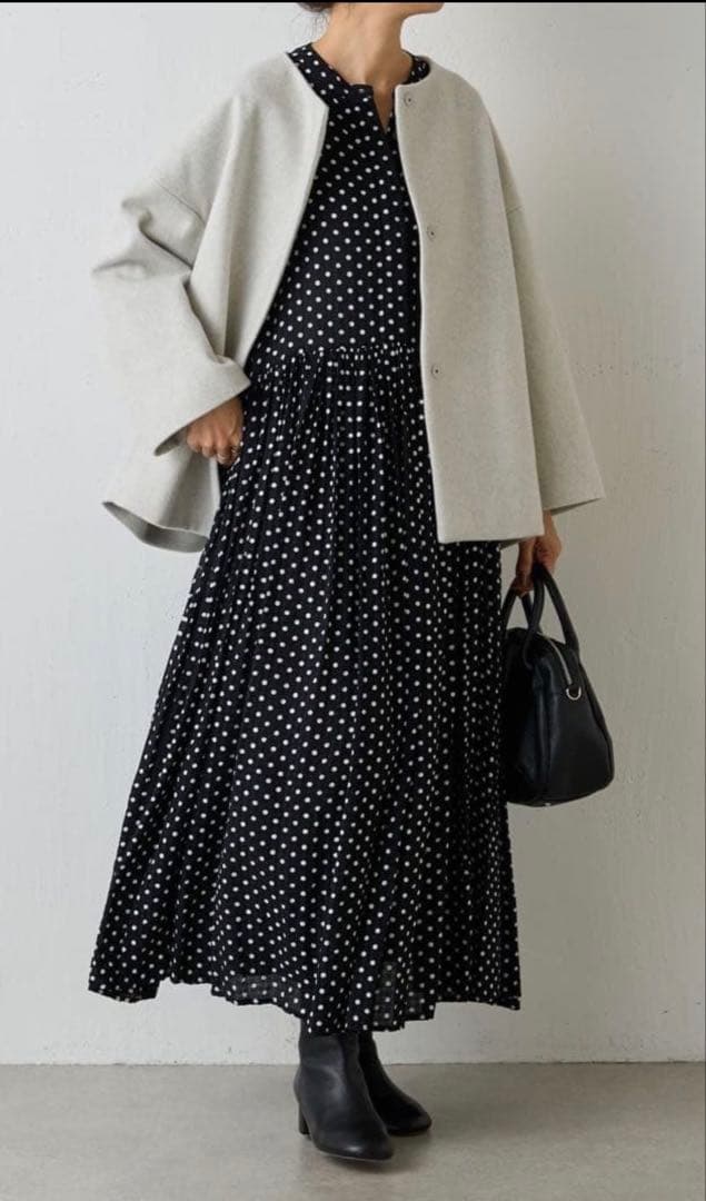 BEARDSLEY ビアズリー　ドットギャザーワンピース サイズ1 新品