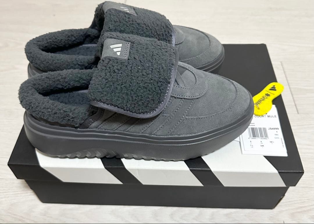 【韓国限定】adidas グランドコートミュール　グレー　スリッポン　24.5