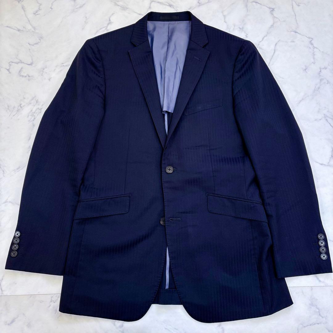 美品 BURBERRY BLACK LABEL ネイビー ストライプ スーツ L