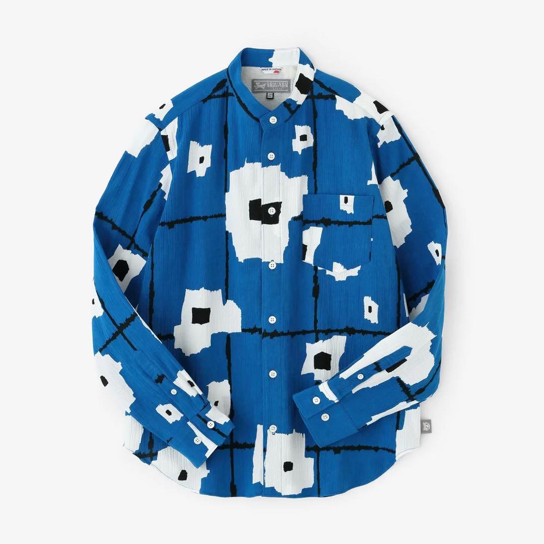 【新品未使用】sousou 高島縮スタンドカラーシャツ／天花（てんか）