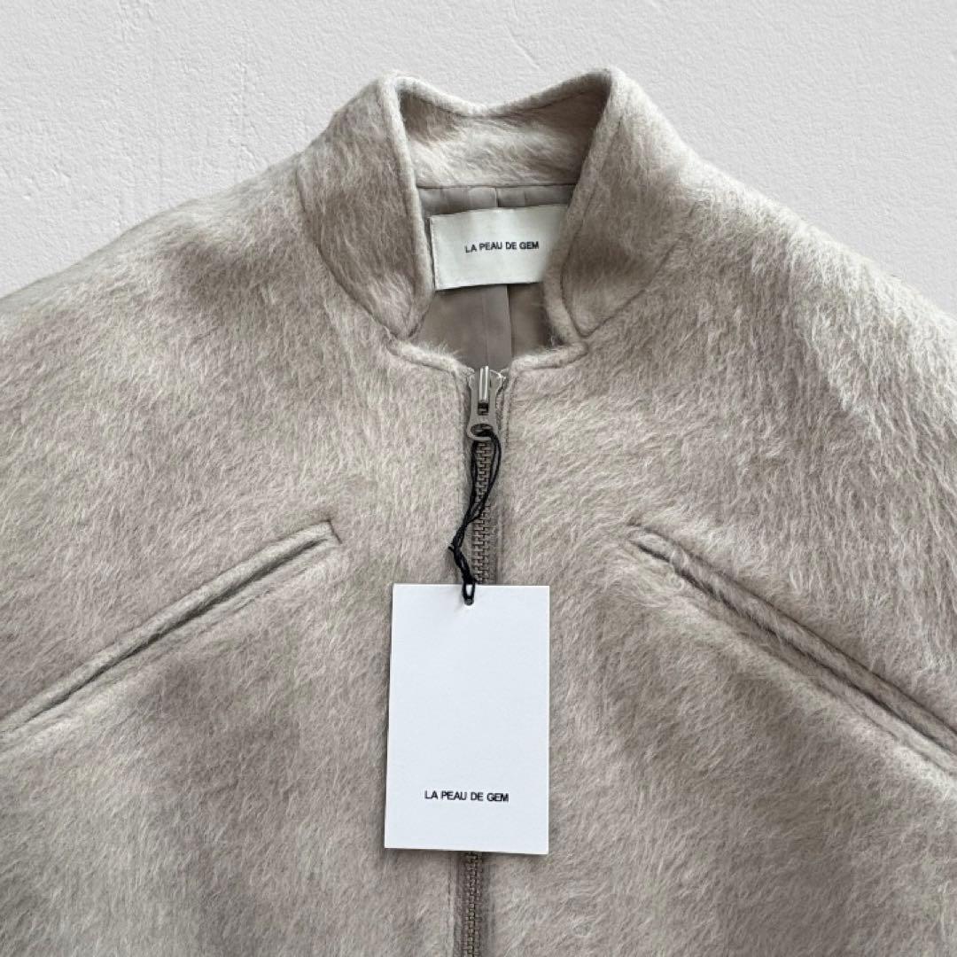 LA PEAU DE GEM シャギー ジップブルゾン ページュ F