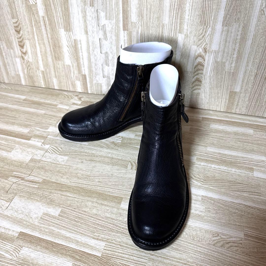 【極美品】SAYAサヤ レザーサイドジップショートブーツ 黒 牛革　23cm