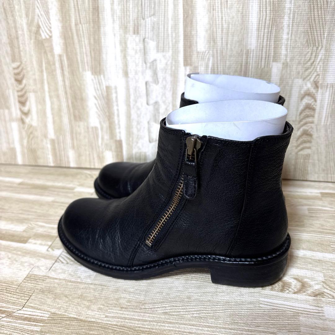 【極美品】SAYAサヤ レザーサイドジップショートブーツ 黒 牛革　23cm
