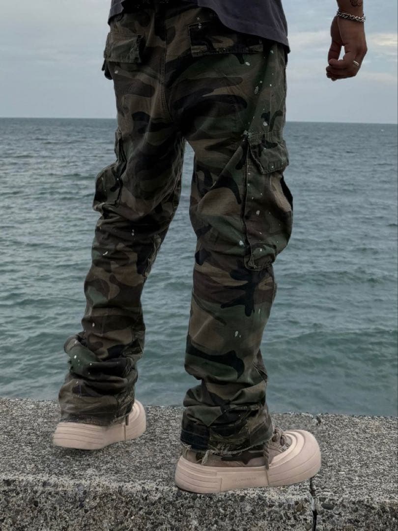 Ron mnml ミニマル 迷彩 フレアカーゴパンツ 36インチ
