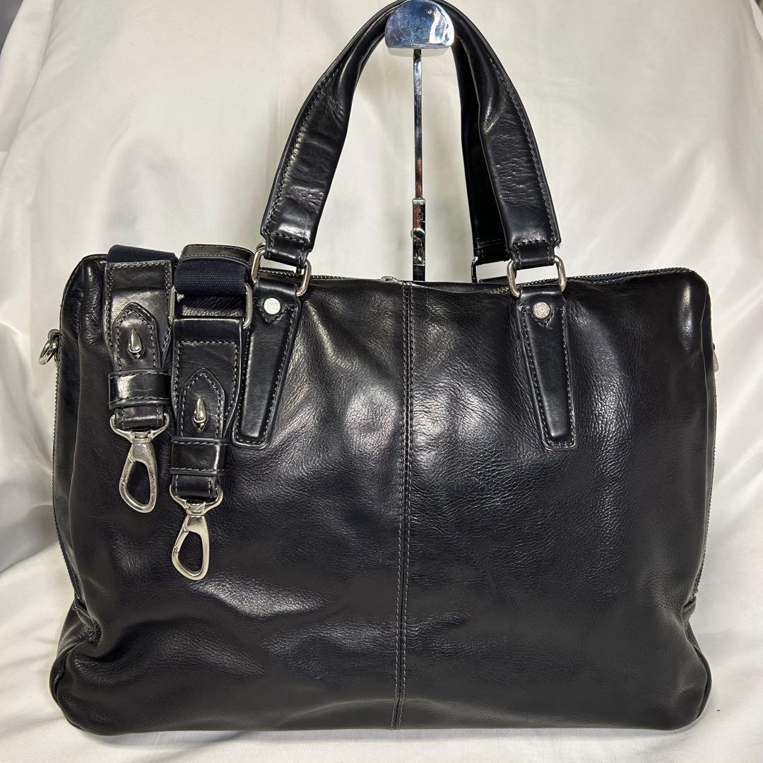 【希少】ACUNEO アクネオ ビジネスバッグ 2層式 2wayオールレザー 黒