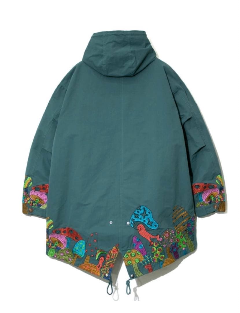 go slow caravan / コットンナイロンパネル刺繍モッズコート