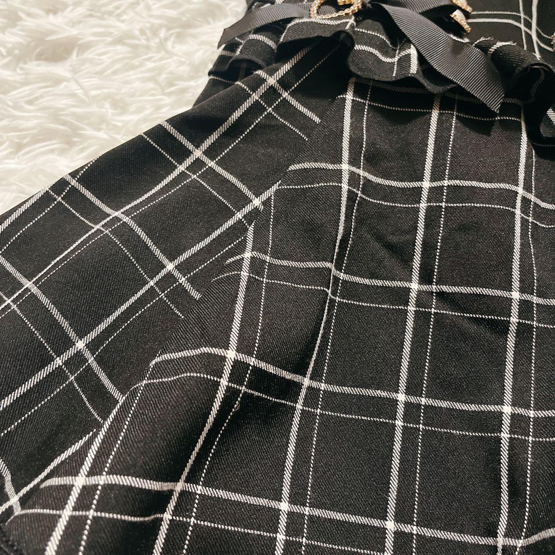 【LIZLISA 】レースアップサスペンダー付スカパン チェック