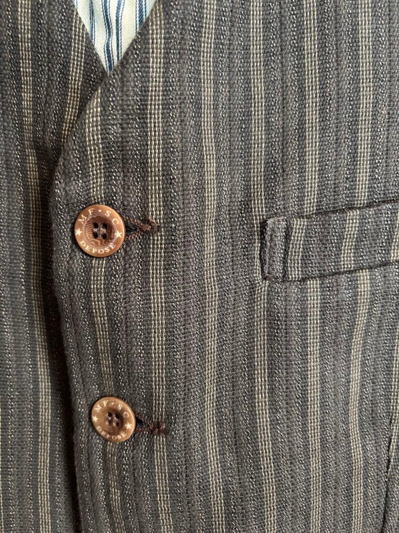 シュガーケーン　ミスターフリーダム　10oz コバートストライプ　ジレ　ベスト