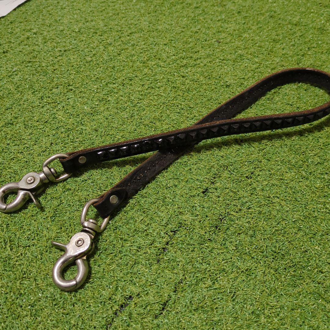 【週末値下】HTC ブラックレザー ウォレットチェーン スタッズ付き