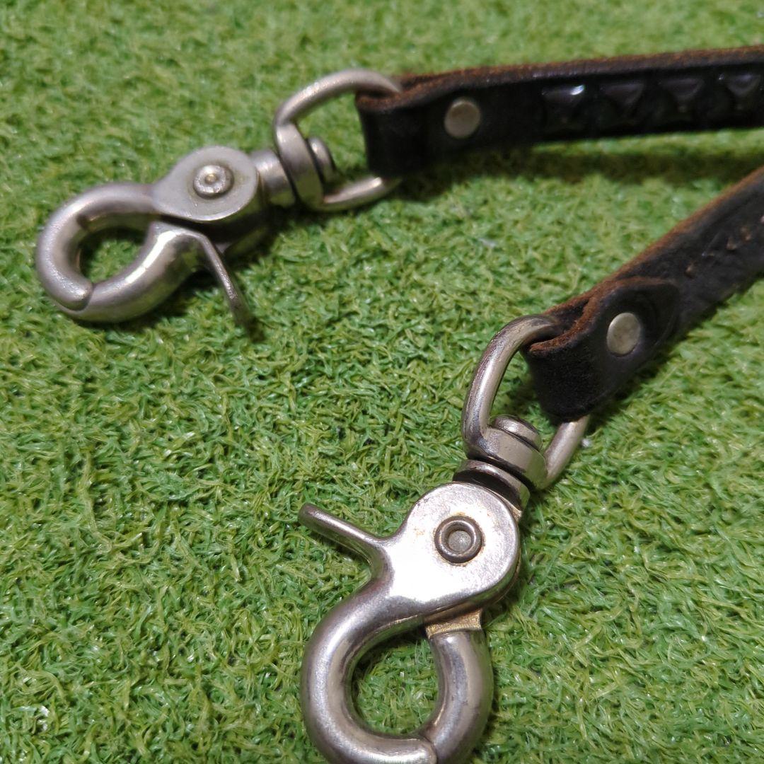 【週末値下】HTC ブラックレザー ウォレットチェーン スタッズ付き