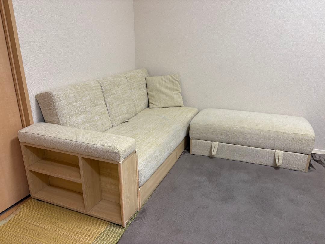 ※【ライオネル】収納付き3人掛け多機能ソファのみ
