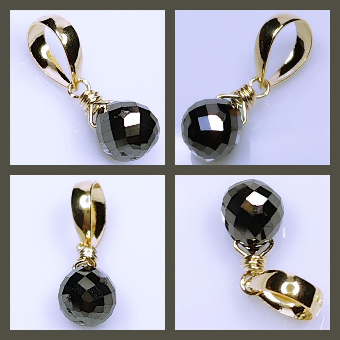 No.1255【K18】ブラックダイヤモンド ドロップカット ペンダントトップ