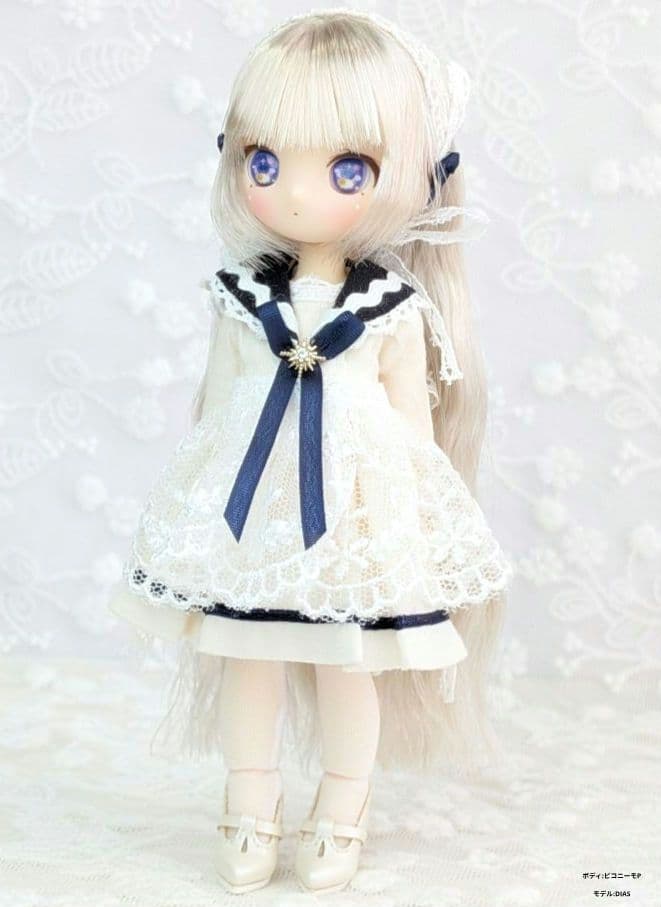 【ピコニーモP専用】レースセーラーワンピース ホワイト×ネイビー 897