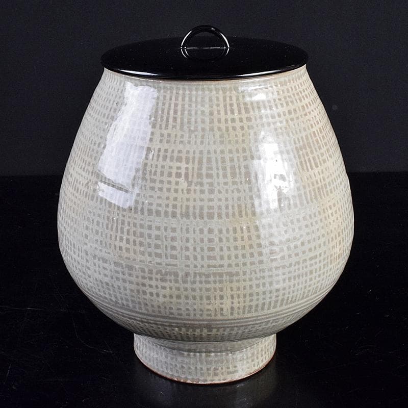 阿漕焼　福森比路志造　三島芋頭水指　銘洗心　前大徳大橋香林極め箱　VR7697B