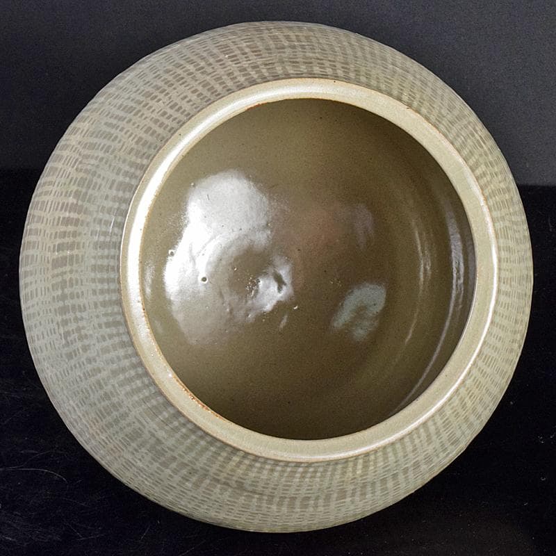 阿漕焼　福森比路志造　三島芋頭水指　銘洗心　前大徳大橋香林極め箱　VR7697B