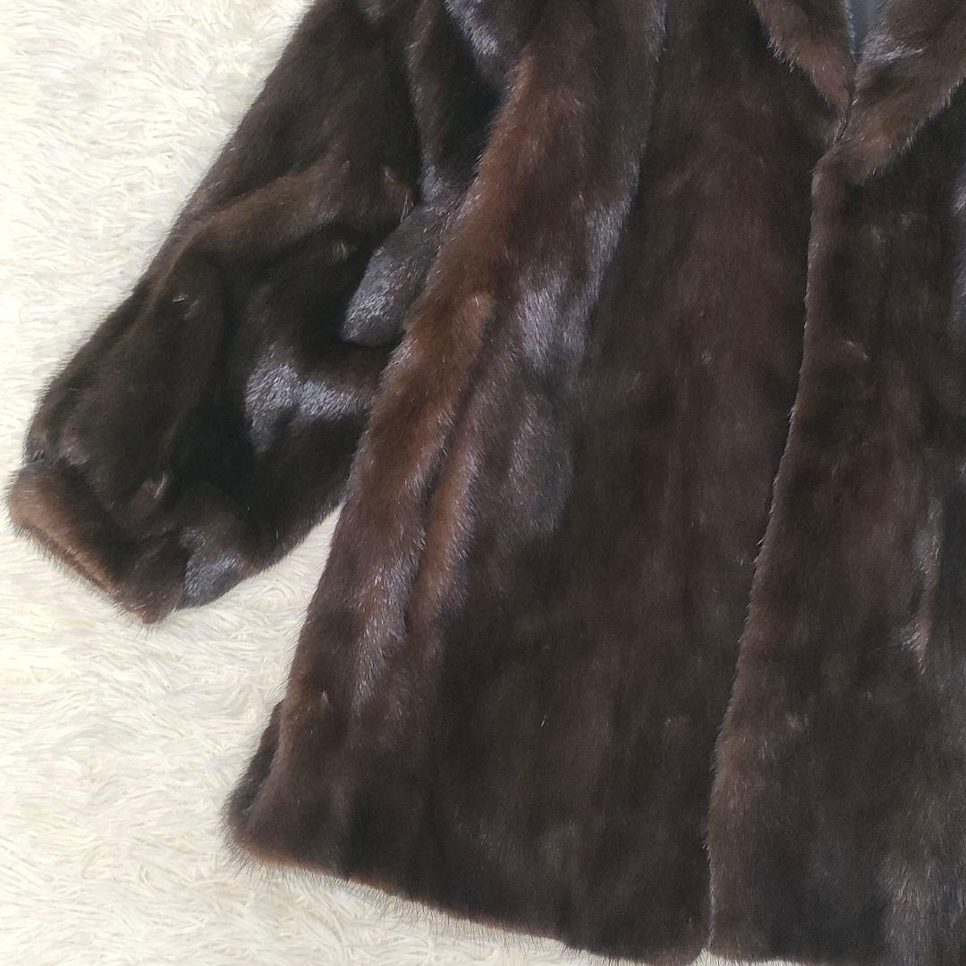 超高級 13号 SAGA MINK ミンクファー コート 毛皮 リアルファー 茶