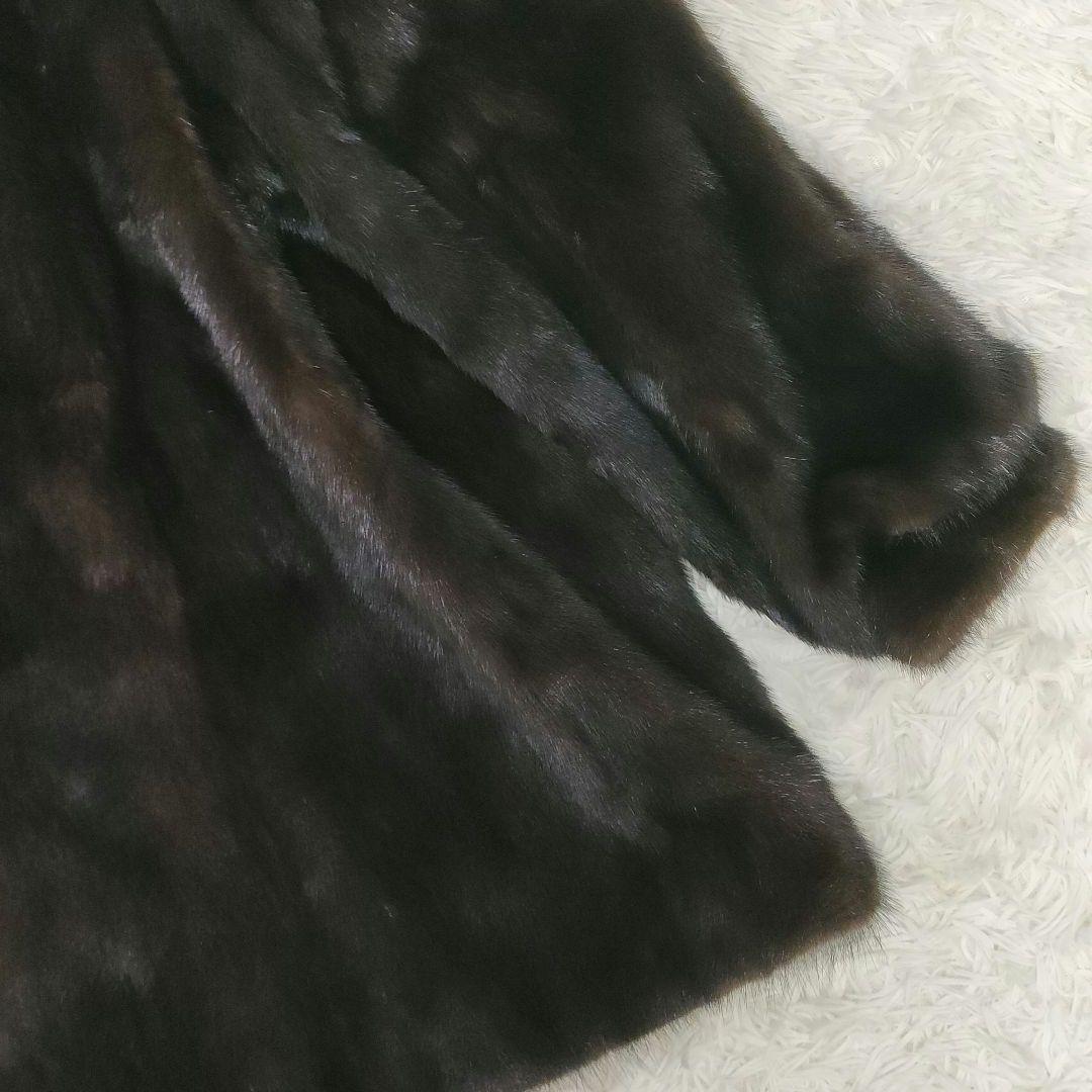 超高級 13号 SAGA MINK ミンクファー コート 毛皮 リアルファー 茶