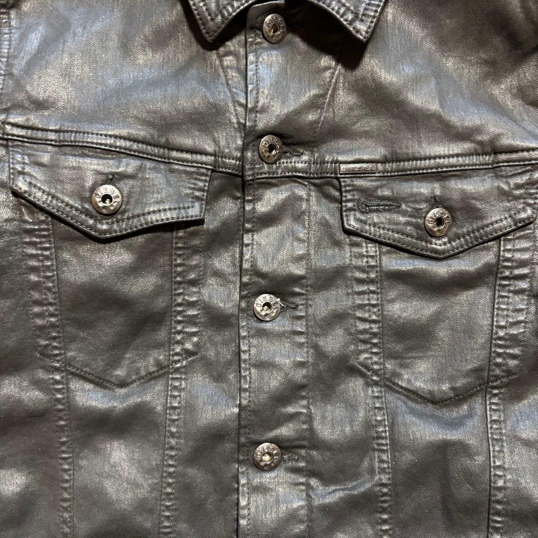 DIESEL ELSHAR コーティングデニムジャケット ブラック Sサイズ