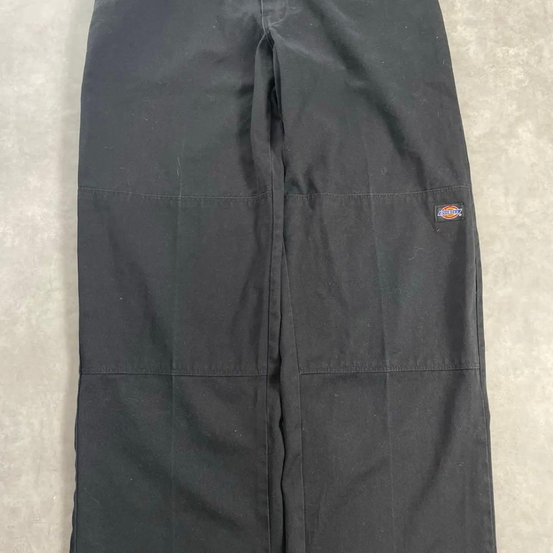 名作 神サイズ USA製90s Dickies ダブルニー ブラック 黒　古着