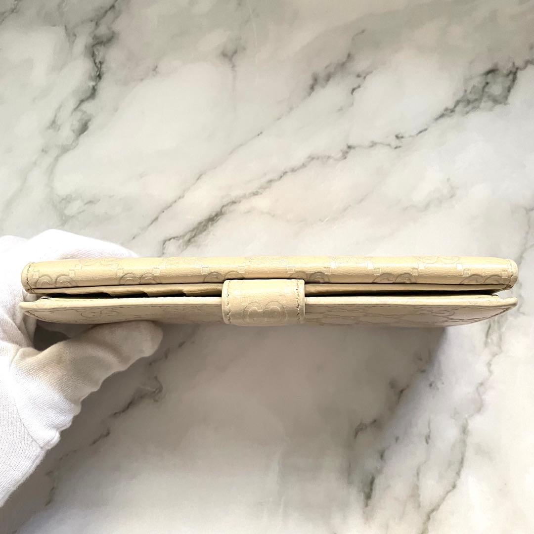 GUCCI グッチ　シマ レザー 長財布　wホック　メタルロゴ　美品0121-⑤