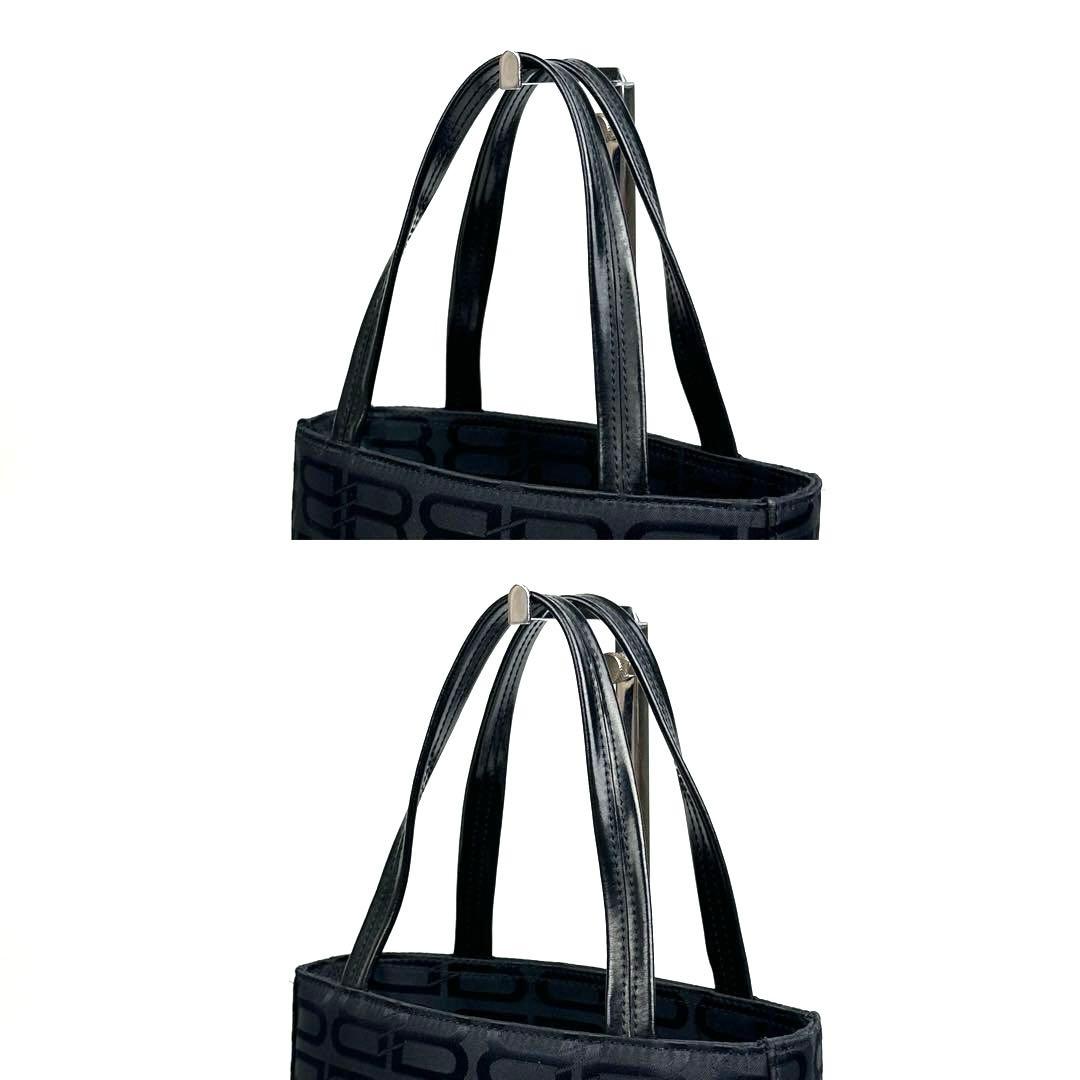 【美品】バレンシアガ　ハンドバッグ　BB　総柄　シルバー金具　ナイロン　レザー
