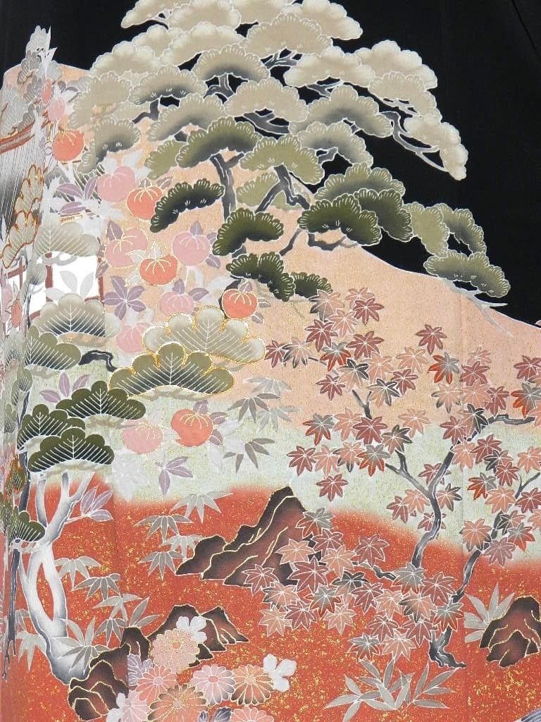 留袖　ワンピース　ドレス　フレアー袖　手書き友禅染　正絹　481　夢ちりめん