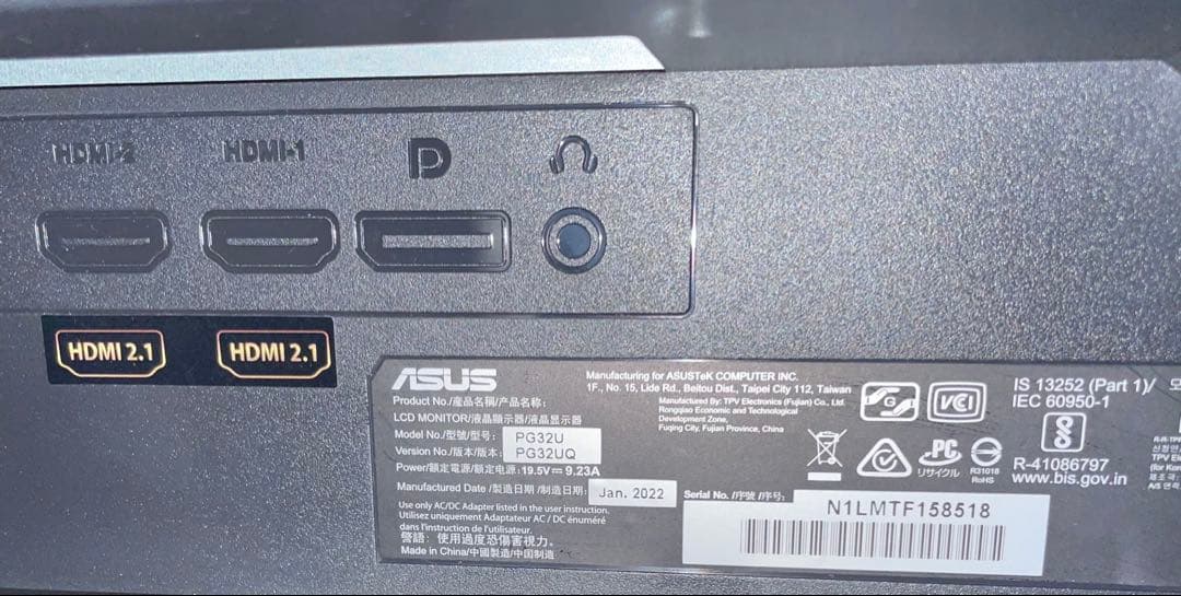 【520】ASUS ROG Swift PG32UQ モニタ 4K 32インチ