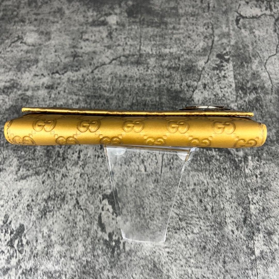 GUCCI ラブリーハート GG柄 レザー 長財布 ゴールド