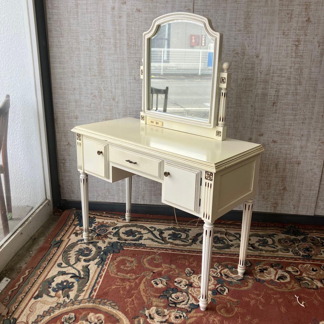 フランスベッド ロココ クラシカル 木製ドレッサー 化粧台 古家具 ビンテージ
