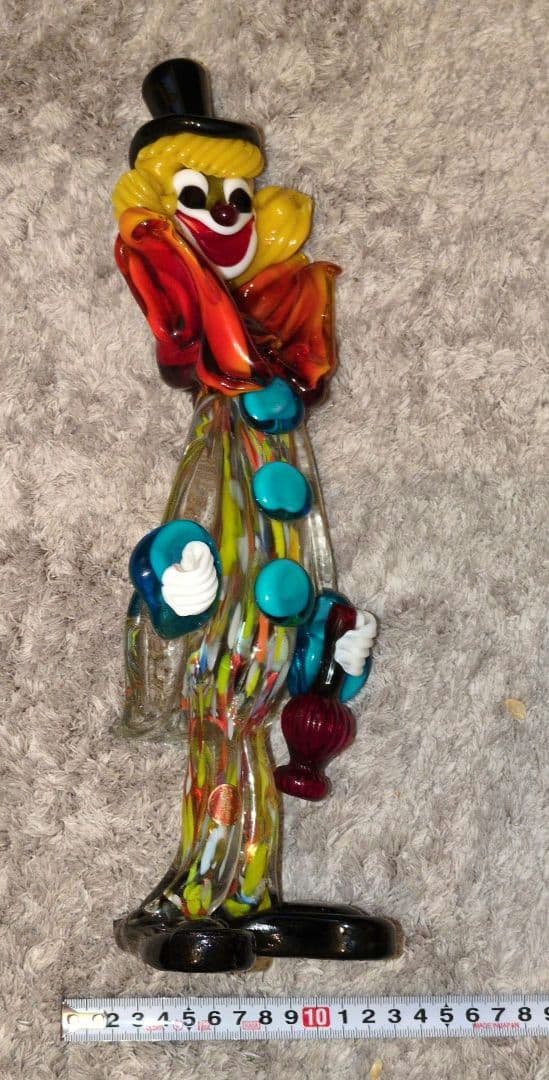 イタリア　ムラーノガラス　ピエロ　大きめサイズ置物