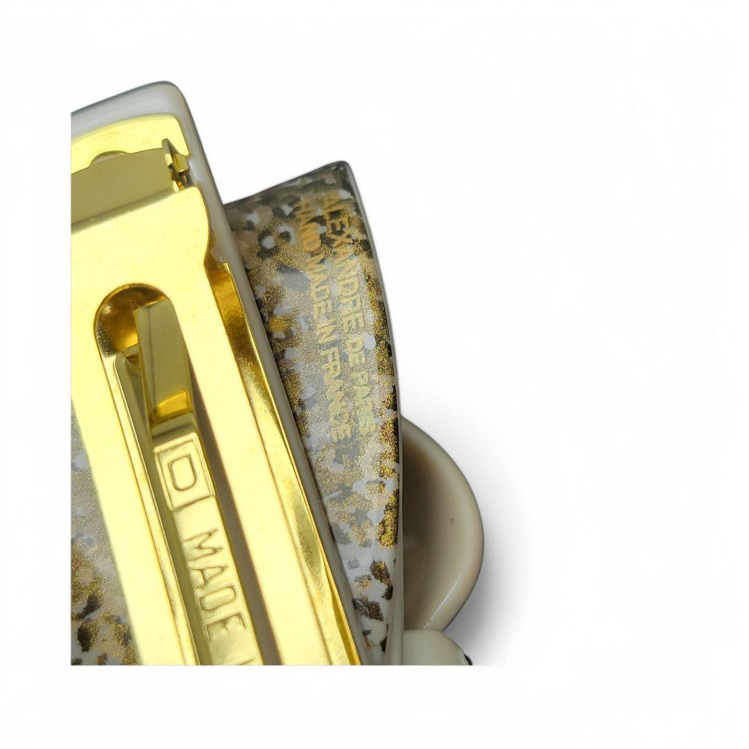 【極美品】ALEXANDRE DE PARIS バレッタ リボン ゴールド ラメ