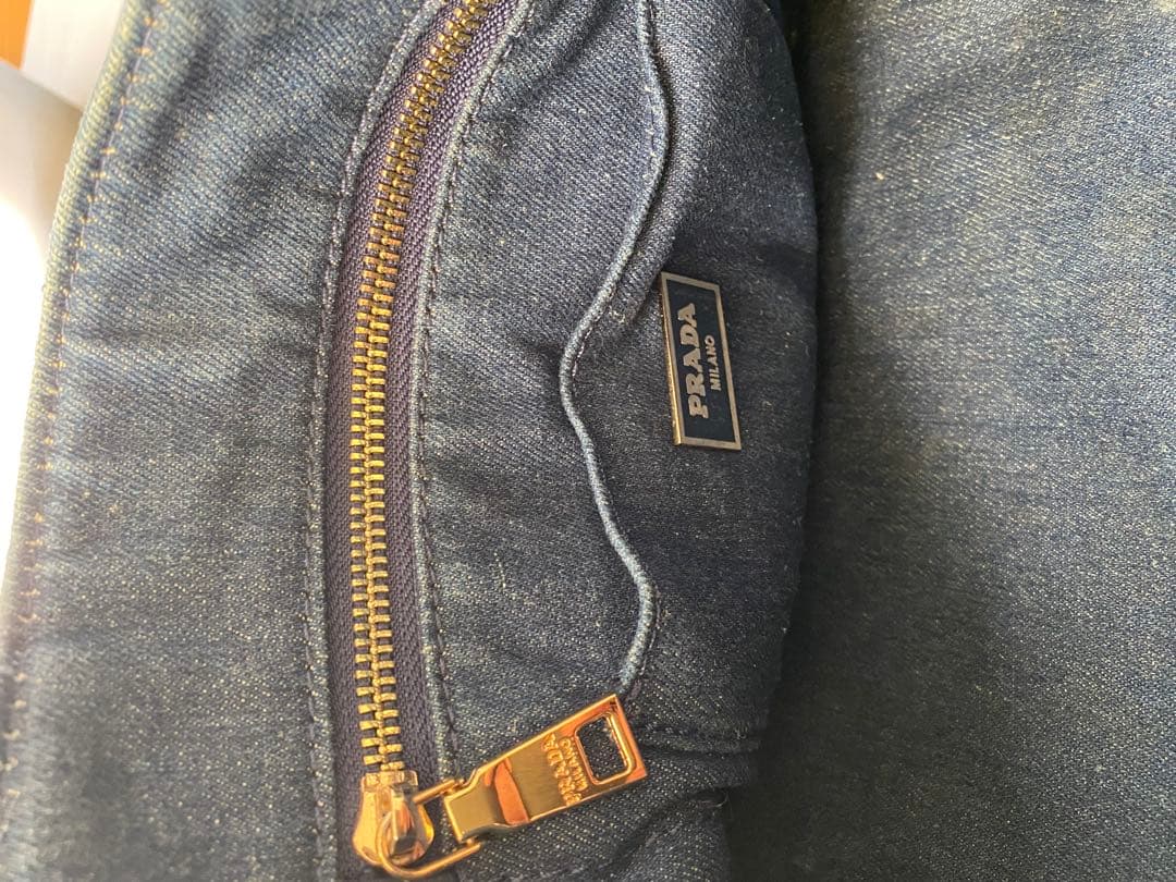 PRADA カナパ　デニム　ハンドバッグ