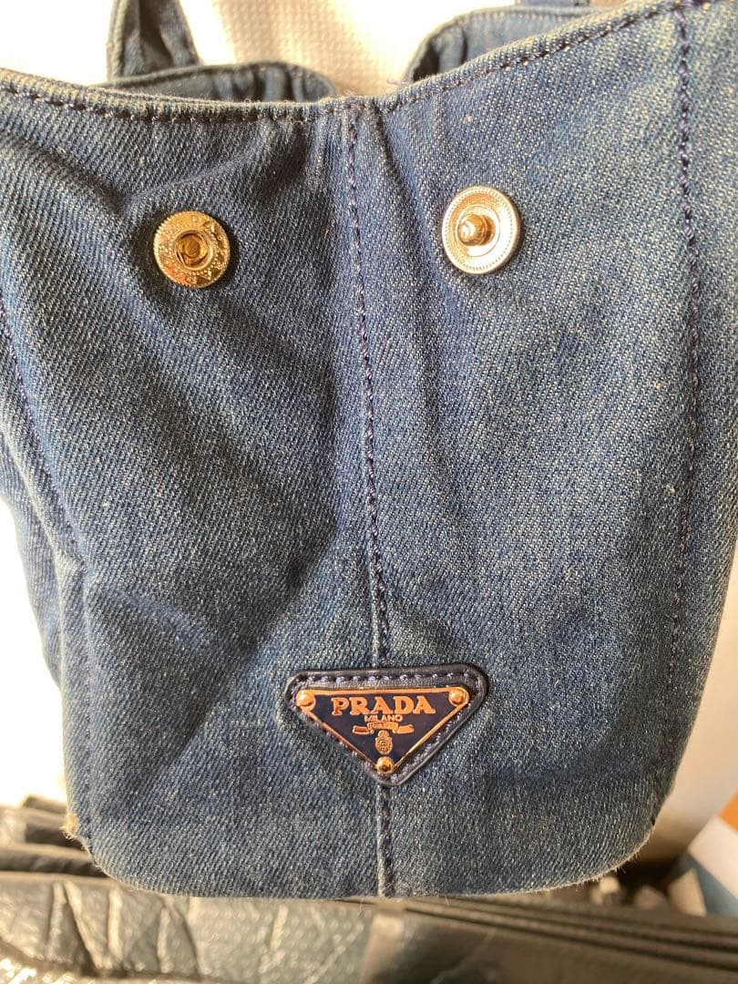 PRADA カナパ　デニム　ハンドバッグ