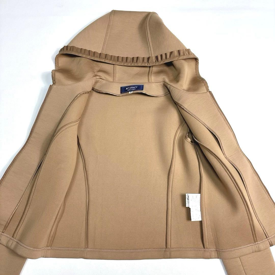 未使用級✨エムズグレイシー ボンディング ジップパーカー フリル カメリア M