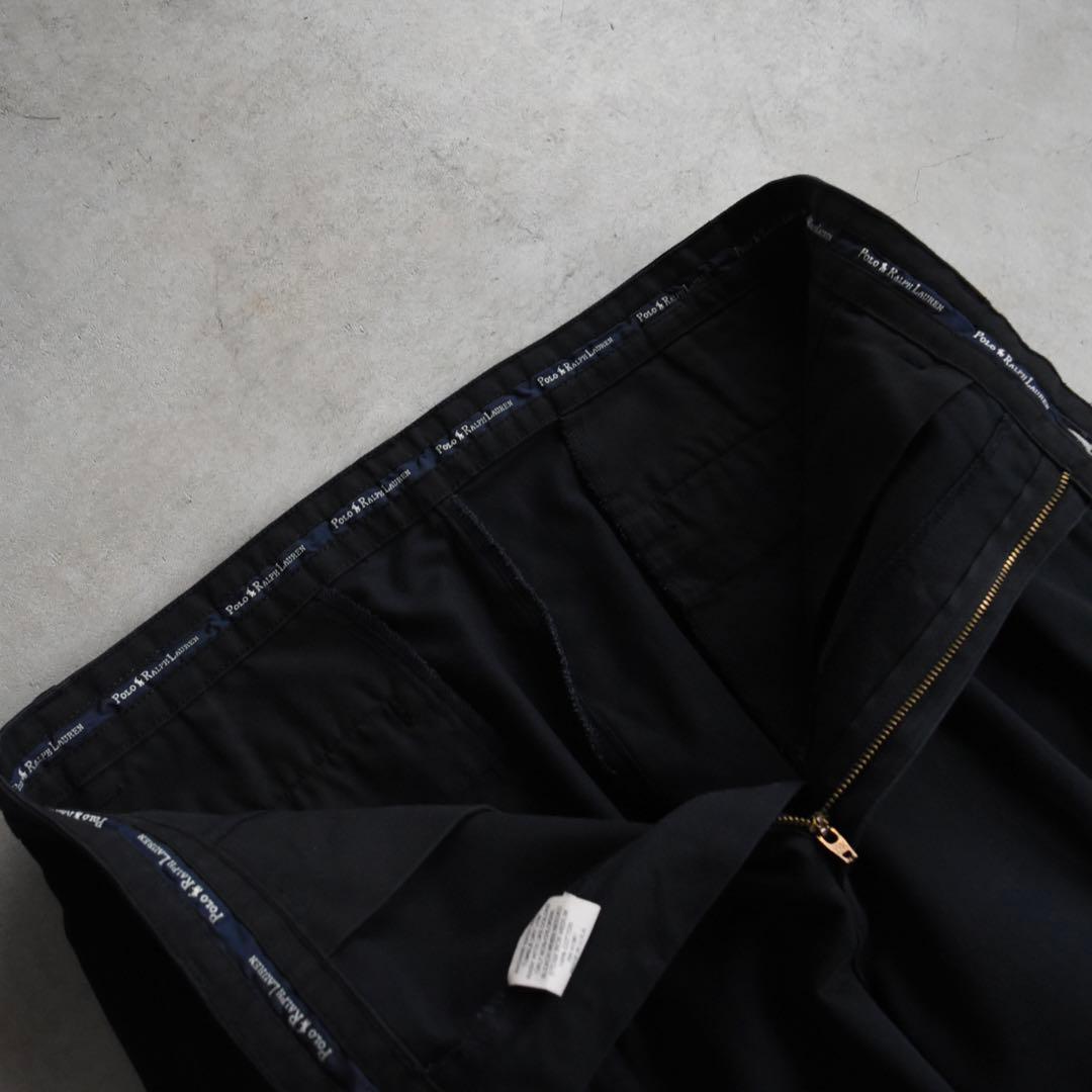 90s ラルフローレン ANDREW PANT ポロチノ黒 タックチノ USA