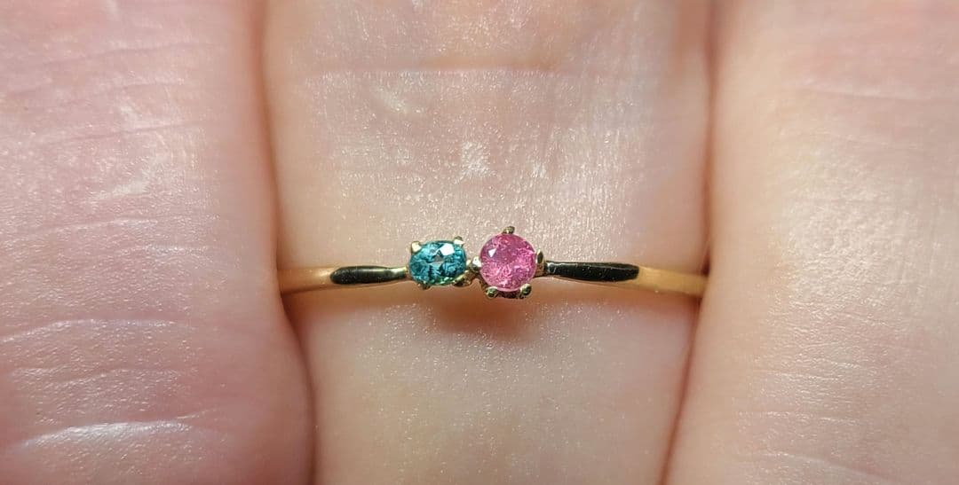 幻の共演★バターリャパライバトルマリン&ワーワー鉱山産レッドベリルリング18金★