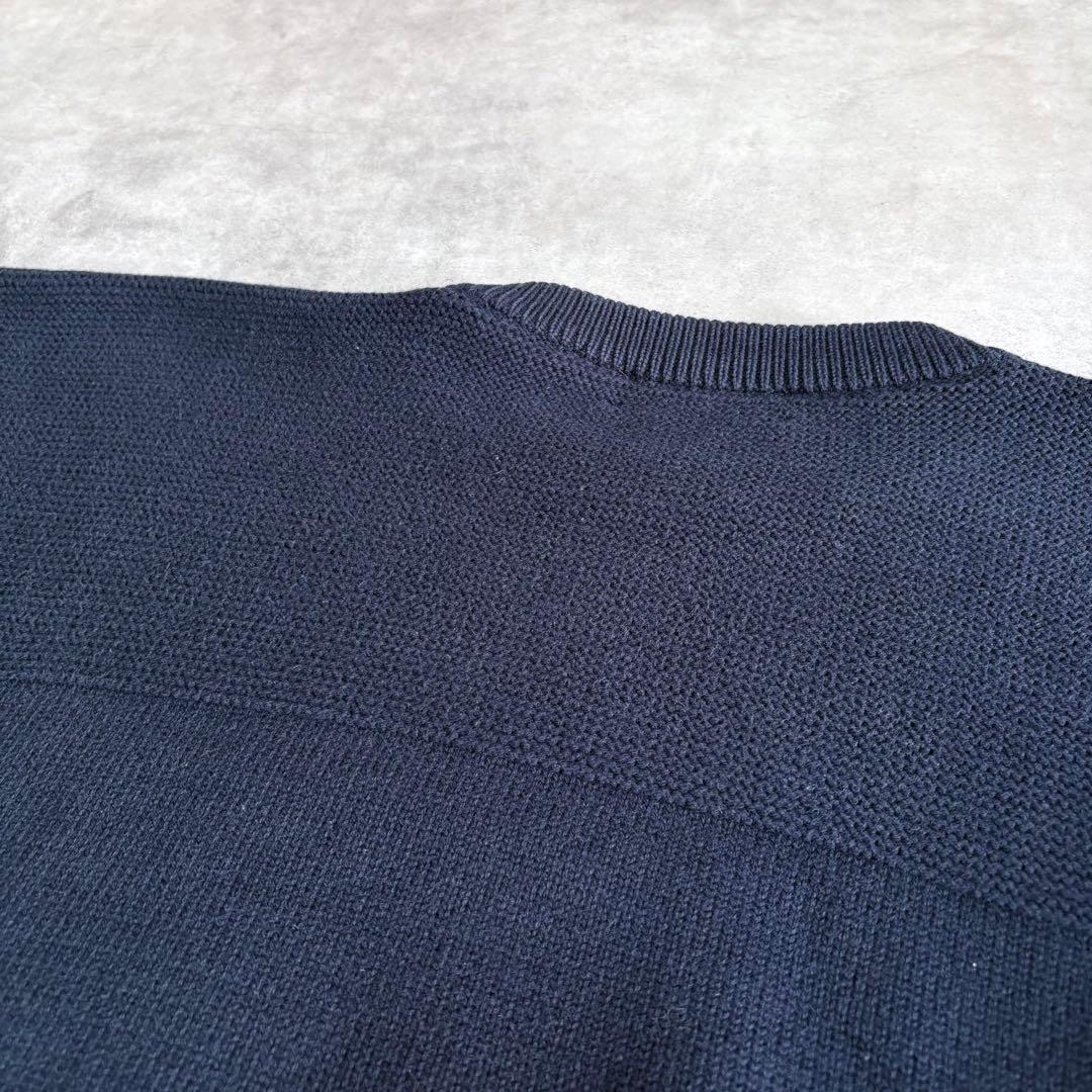 Burberrys 英国製 クレスト刺繍 ホースロゴ コットンニット ネイビー