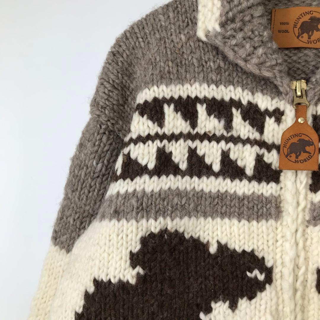ハンティングワールド　カウチンセーター　M　ウール100　カナダ製