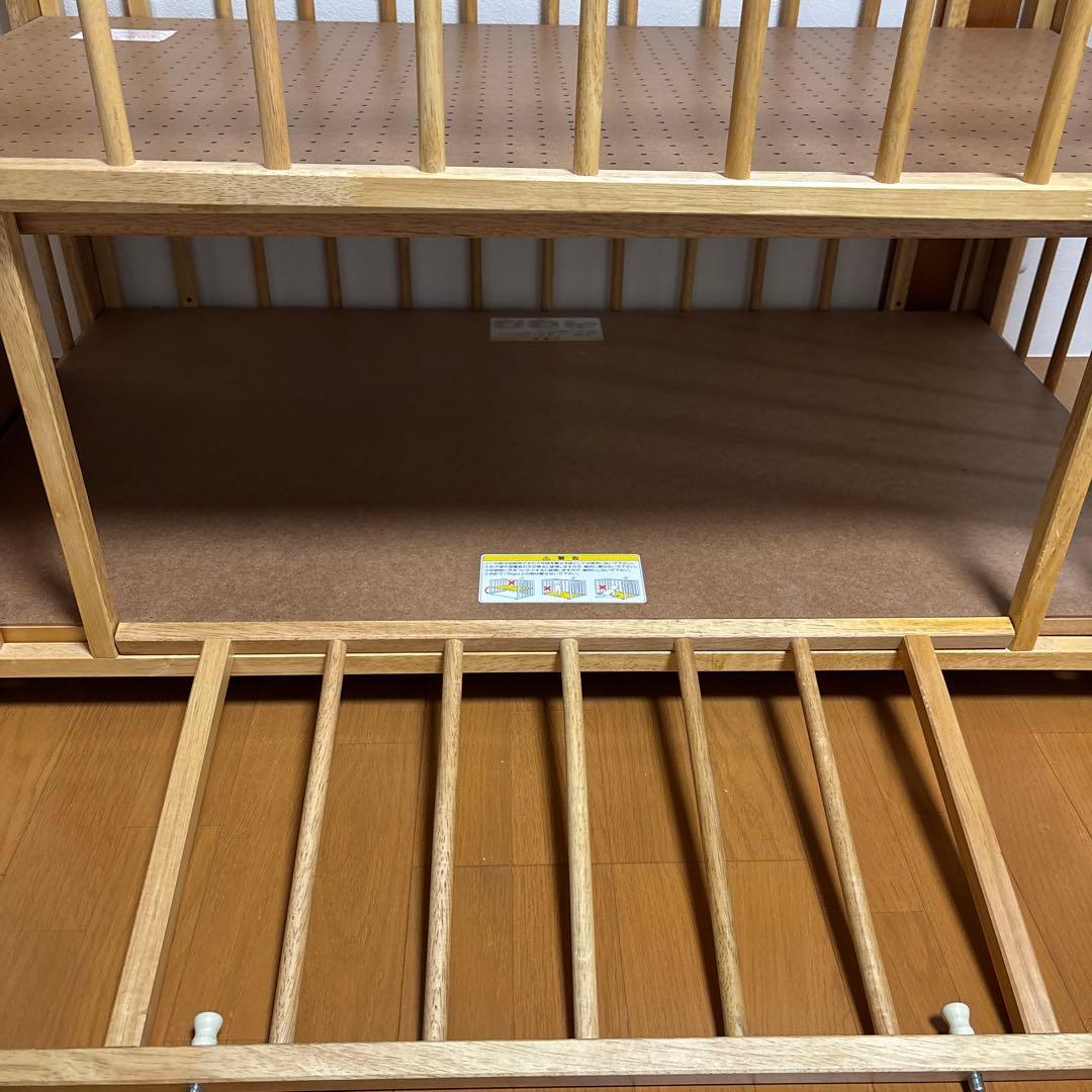 KATOJI 木製ベビーベッド キャスター付き プーさん