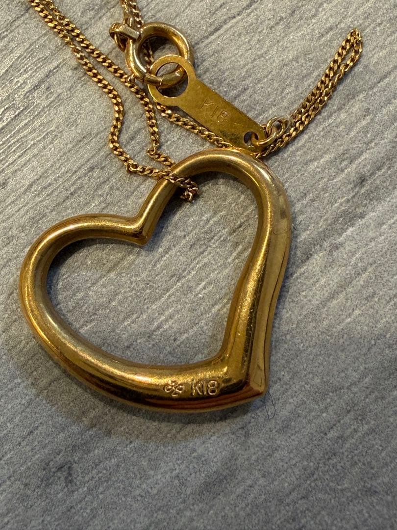 ハート型金ネックレス K18刻印