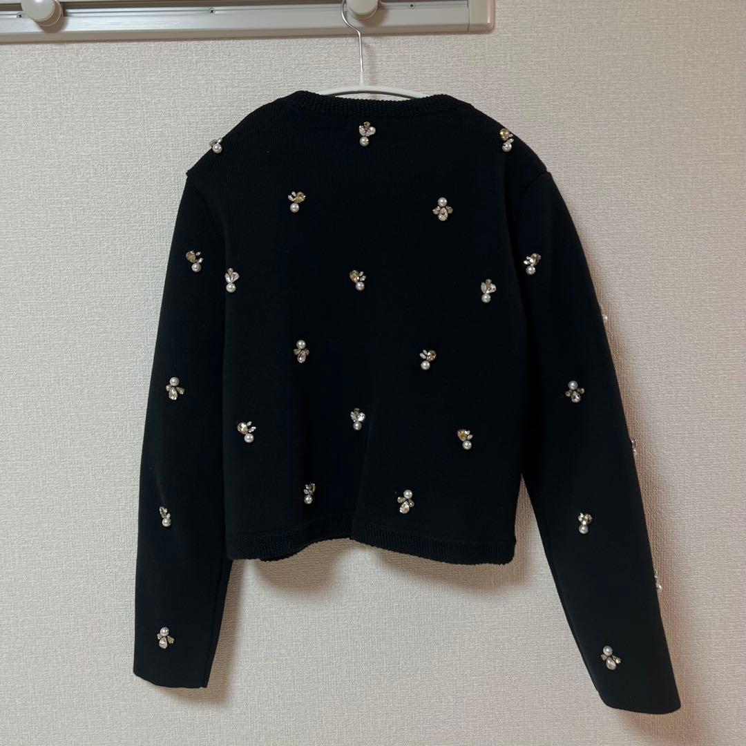 anuans ビジューニットジャケット　ブラック