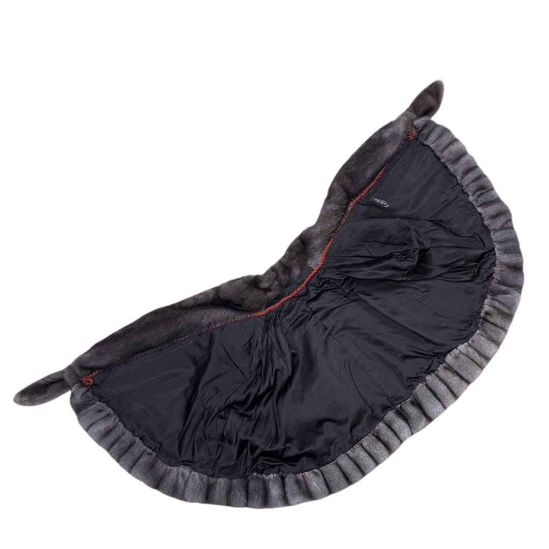 ブルーアイリスミンク ケープ リアルファー プリーツ レディース