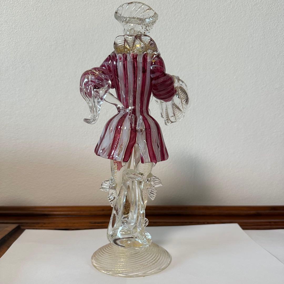 ☆ムラーノ☆ベネチアングラス☆バラリンレース／金彩☆大型 フィギュリン☆2体☆