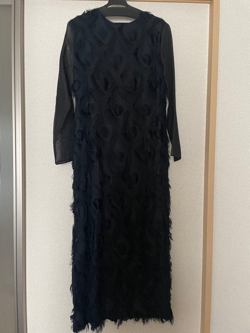 UNITED ARROWS フリンジ ジャカード ソデ　シアー　ワンピース