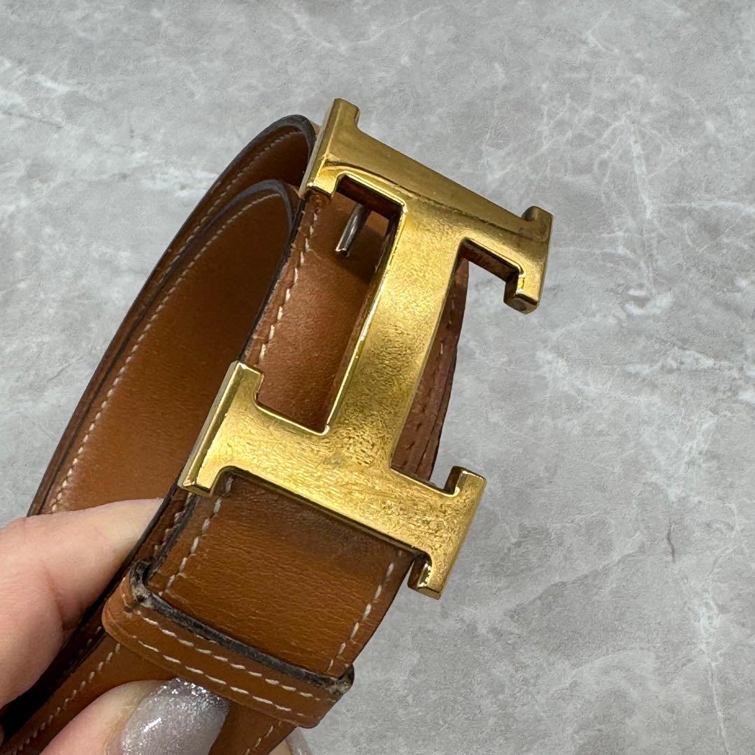やや難あり　HERMES コンスタンスベルト ブラウン レザーベルト
