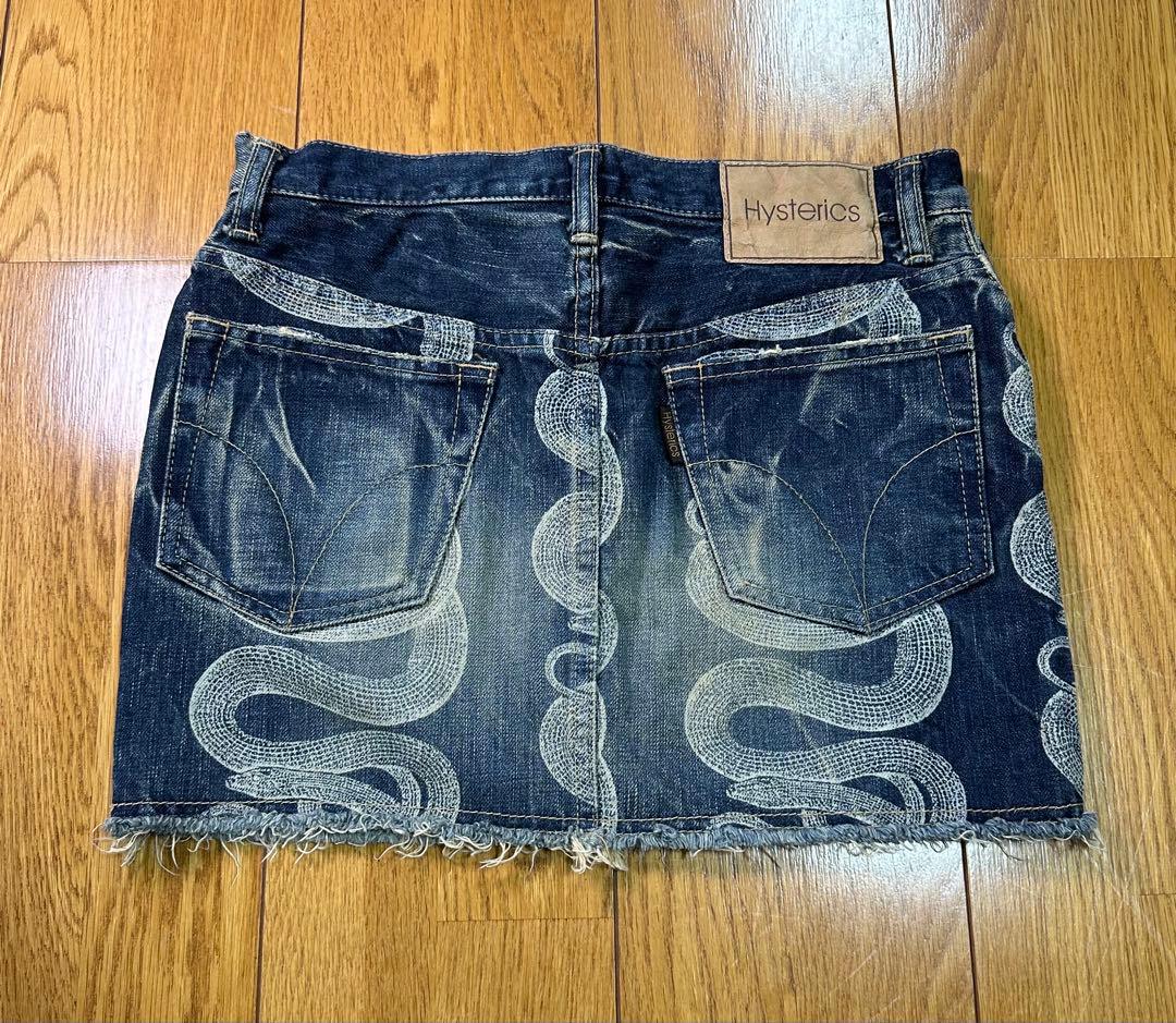 ヒステリックグラマー 蛇柄 スネーク パイソン ダメージ デニムミニスカートXS