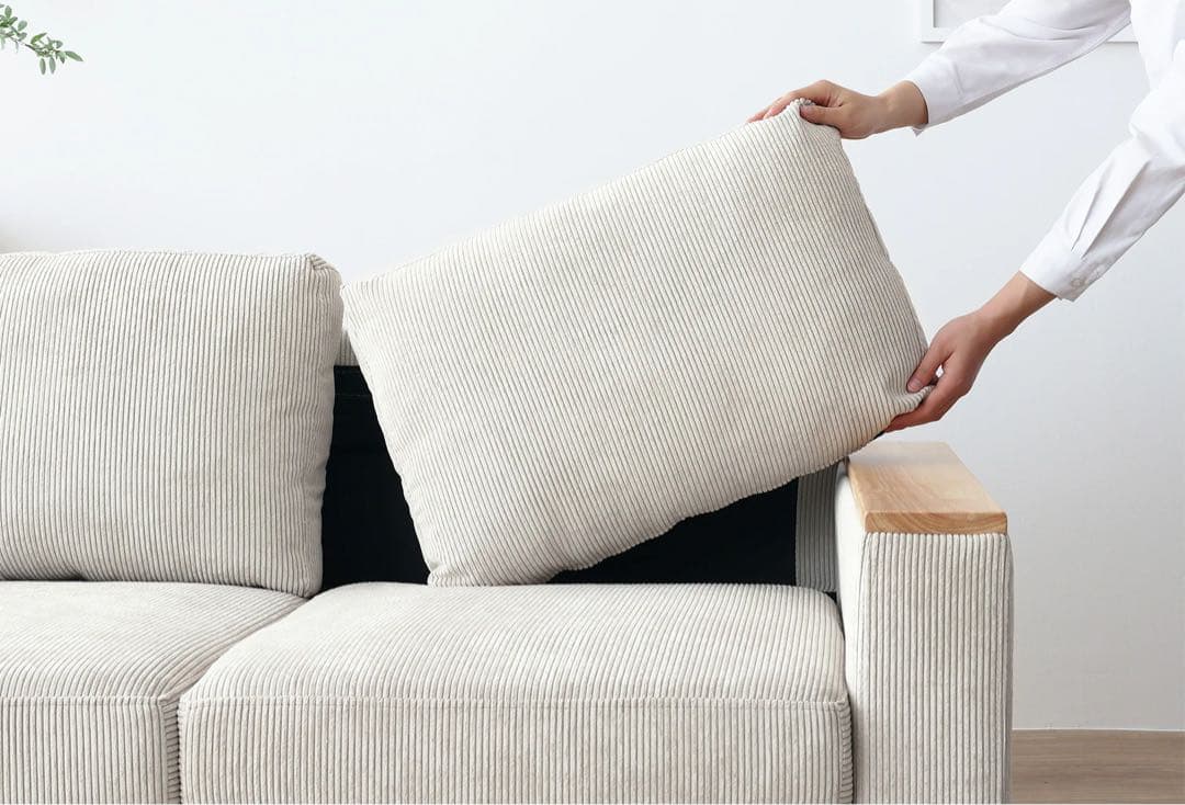 ［さくらんぼ！】ソファCosnaコーデュロイ 2人掛けソファ 木製フレーム